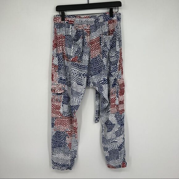 ANTHROPOLOGIE Hei Hei Blue & Red Printed Nouveau Harem Jogger Pants - Picture 9 of 15
